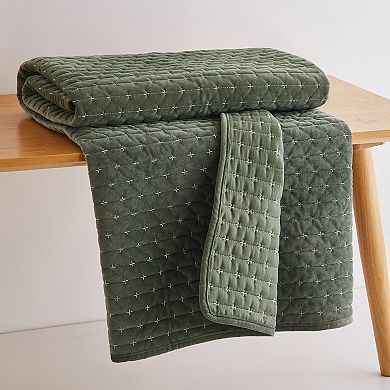 Levtex Home Velvet Stitch Chambray Quilt Throw Blanket