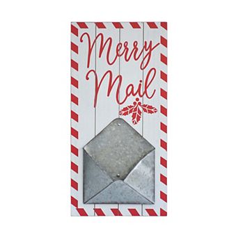 Parisloft Merry Mail Wood and Metal Christmas Mail Holder