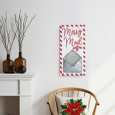 Parisloft Merry Mail Wood and Metal Christmas Mail Holder