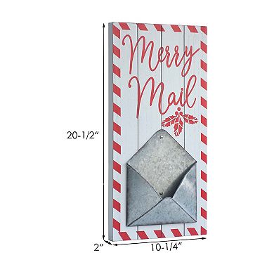 Parisloft Merry Mail Wood and Metal Christmas Mail Holder