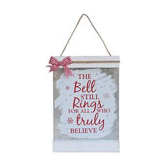 Parisloft The Bell Still Rings for All Who Truly Believe Wood and Metal Christmas Wall Hanging Decor