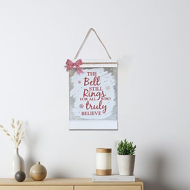 Parisloft The Bell Still Rings for All Who Truly Believe Wood and Metal Christmas Wall Hanging Decor