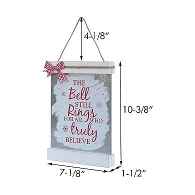 Parisloft The Bell Still Rings for All Who Truly Believe Wood and Metal Christmas Wall Hanging Decor