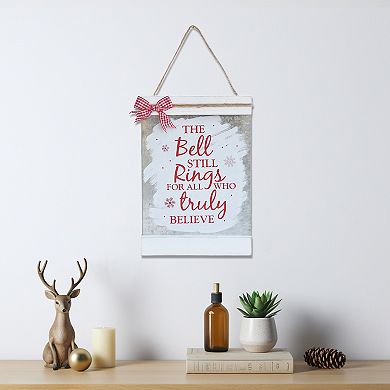Parisloft The Bell Still Rings for All Who Truly Believe Wood and Metal Christmas Wall Hanging Decor