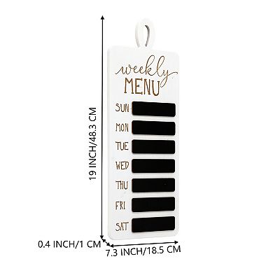 Parisloft Farmhouse Wood Weekly Menu Planner - Wood Chalkboard for Kitchen and Dining Room,18"H