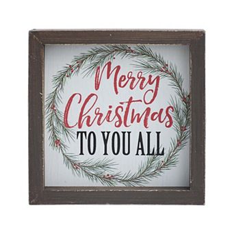 Parisloft Merry Christmas to You All Framed Wooden Tabletop Sign