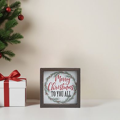 Parisloft Merry Christmas to You All Framed Wooden Tabletop Sign