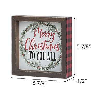 Parisloft Merry Christmas to You All Framed Wooden Tabletop Sign