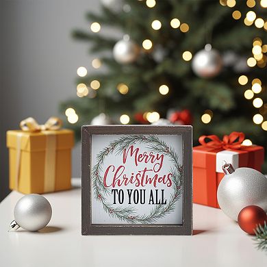 Parisloft Merry Christmas to You All Framed Wooden Tabletop Sign