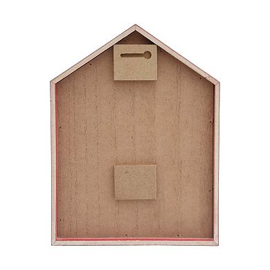 Parisloft Noel/Believe House Shaped Wood Wall Christmas Plaque with Metal Photo Clip