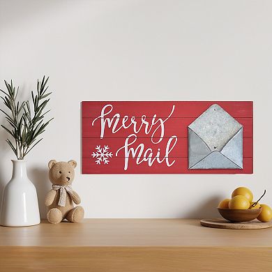 Parisloft Merry Mail Wood and Metal Christmas Card Holder