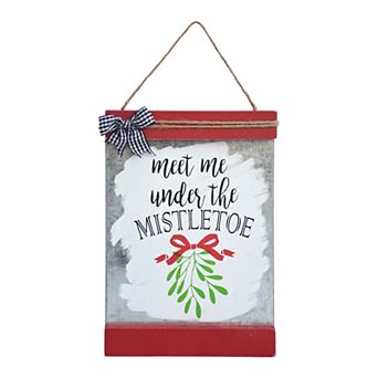Parisloft Meet Me Under the Mistletoe Wood and Metal Christmas Wall Hanging Decor