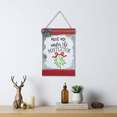 Parisloft Meet Me Under the Mistletoe Wood and Metal Christmas Wall Hanging Decor