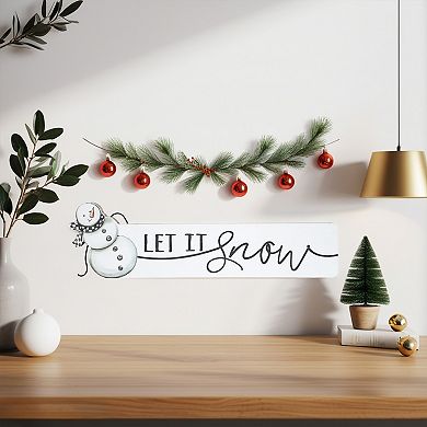 Parisloft Let It Snow Wood Christmas Tabletop Decor