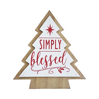Parisloft Simply Blessed Christmas Tree Shaped Wood Tabletop Photo Holder