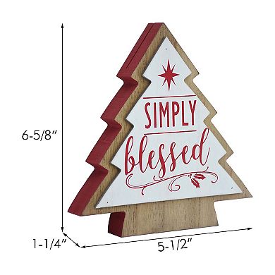 Parisloft Simply Blessed Christmas Tree Shaped Wood Tabletop Photo Holder