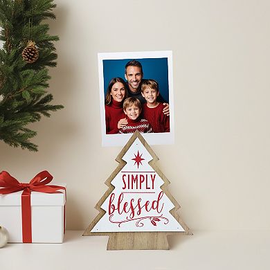Parisloft Simply Blessed Christmas Tree Shaped Wood Tabletop Photo Holder