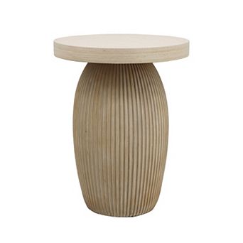 Parisloft Boho Accent Round End Table - 15.7"Dia. x 20.5"H