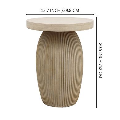 Parisloft Boho Accent Round End Table - 15.7"Dia. x 20.5"H