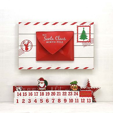 Parisloft Letters to Santa Wood and Metal Christmas Card Holder
