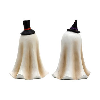 Parisloft Set of 2 Polyresin Halloween Ghost Figurine with LED Lights, 6.4" H