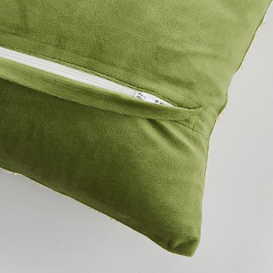 Madeleine Home Decorative Green Embroidered Holiday Throw Pillow