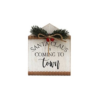 Parisloft House-shaped Wood Christmas Tabletop Sign - Santa Claus Is Coming to Town