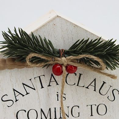 Parisloft House-shaped Wood Christmas Tabletop Sign - Santa Claus Is Coming to Town