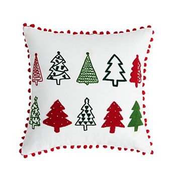 Madeleine Home Decorative Embroidered Trees Holiday Throw Pillow