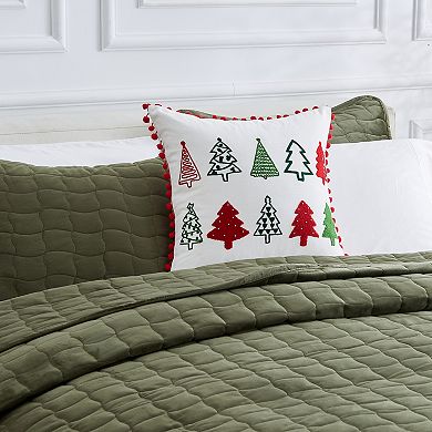 Madeleine Home Decorative Embroidered Trees Holiday Throw Pillow