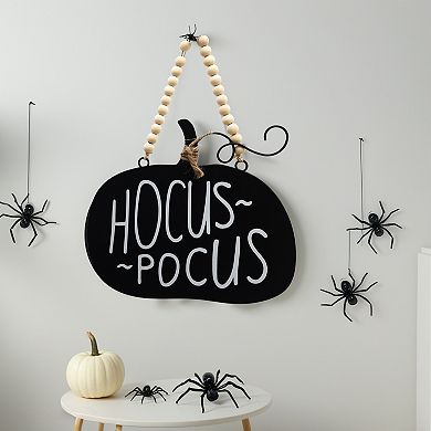 Parisloft Halloween Hocus Pocus Metal Wall Hanging Decor with Wood Beaded Hanger