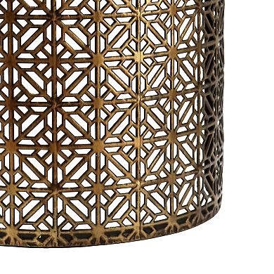 Parisloft Set of 2 Wood and Metal Half Round End Table for Living Room