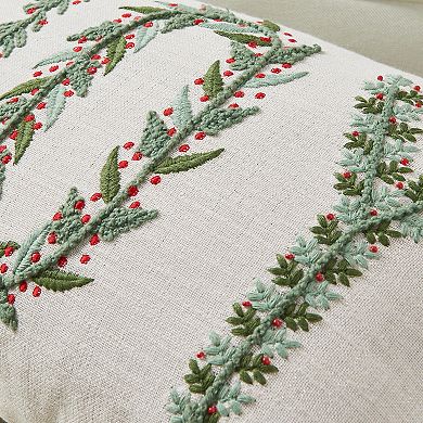 Madeleine Home Decorative Embroidered Joy Holiday Throw Pillow