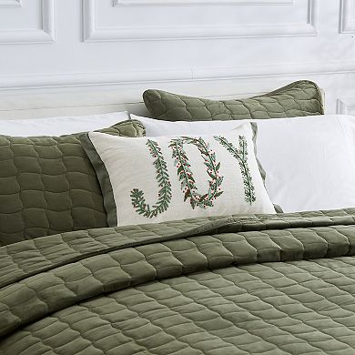 Madeleine Home Decorative Embroidered Joy Holiday Throw Pillow