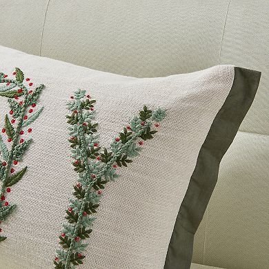 Madeleine Home Decorative Embroidered Joy Holiday Throw Pillow