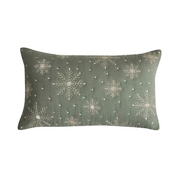 Madeleine Home Decorative Embroidered Snow Holiday Throw Pillow