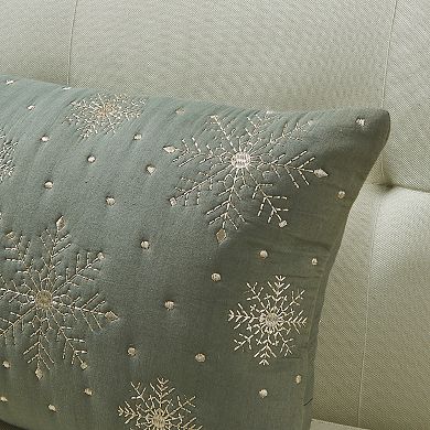 Madeleine Home Decorative Embroidered Snow Holiday Throw Pillow