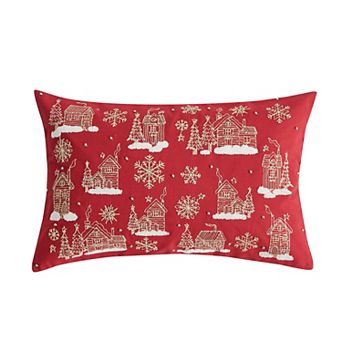 Madeleine Home Decorative Red Snowflake Holiday Throw Pillow