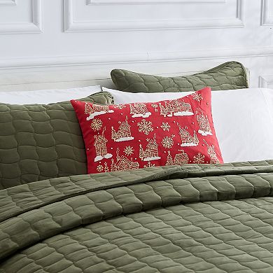 Madeleine Home Decorative Red Snowflake Holiday Throw Pillow