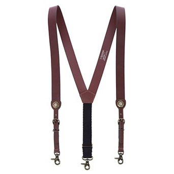 Men's Leather Buckle Suspenders With Concho Details