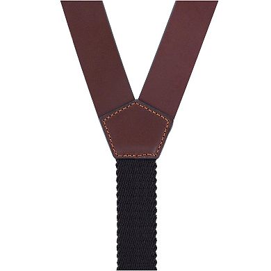 Men's Leather Buckle Suspenders With Concho Details