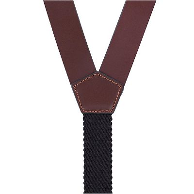 Men's Leather Buckle Suspenders With Concho Details