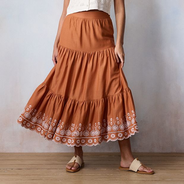 Womens LC Lauren Conrad Tiered Midi Skirt