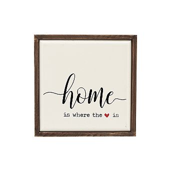 Parisloft Mini Home is Where The Heart is Wood Wall Sign, 5.8 x 1.4 x 5.8 Inches