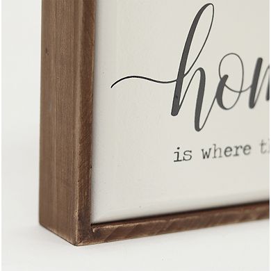 Parisloft Mini Home is Where The Heart is Wood Wall Sign, 5.8 x 1.4 x 5.8 Inches