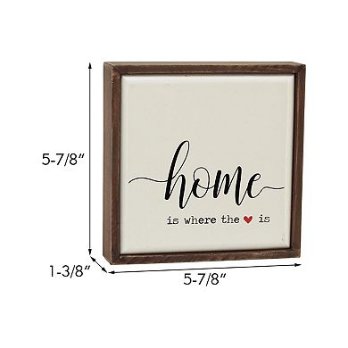 Parisloft Mini Home is Where The Heart is Wood Wall Sign, 5.8 x 1.4 x 5.8 Inches