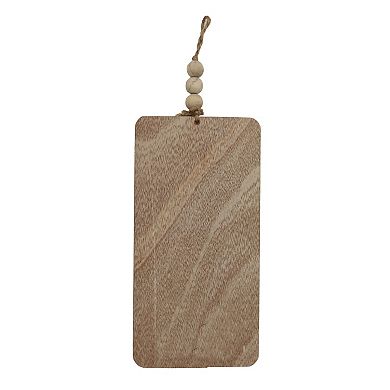 Parisloft Please Remove Your Shoes Wood Wall Sign with Wood Bead String Hanger, Brown