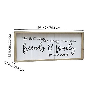 Parisloft Friends and Family Gather Round Rustic Wood Wall Sign