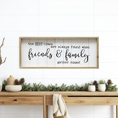 Parisloft Friends and Family Gather Round Rustic Wood Wall Sign