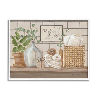 Stupell Home Decor Uplifting Bathroom Spa Relax Scene Wall Decor